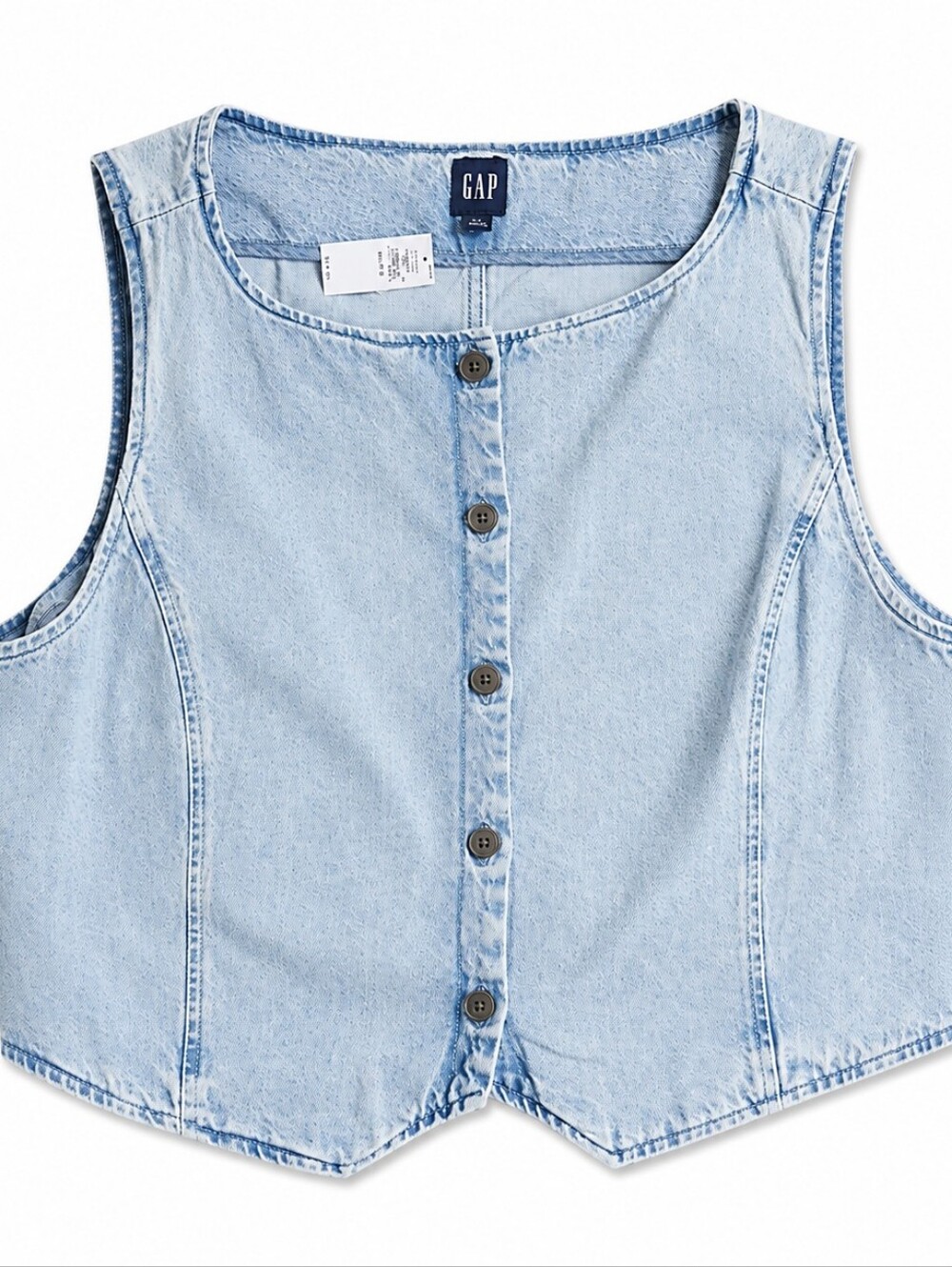 GAP Light Blue Denim Button-Down Vest XXL